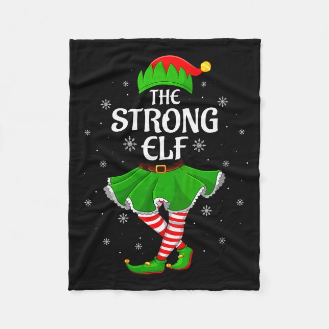 Womens Strong Elf Christmas Family Girls Women Elf Fleece Blanket (Front)
