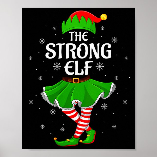 Womens Strong Elf Christmas Family Girls Women Elf Poster (Front)