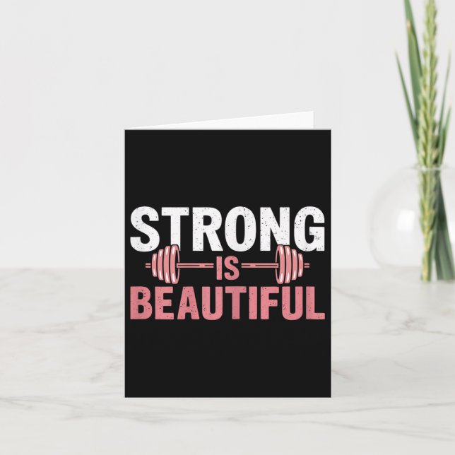 Womens Strong Is Beautiful Gym Fitness Motivationa Card (Front)
