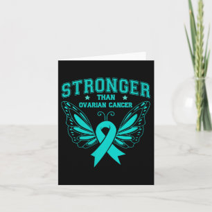 Womens Stronger Then Cancer Teal Butterfly Ovarian Card