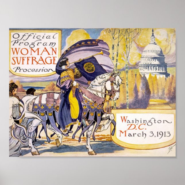 Women's Suffrage 1913 Girl on a Horse Poster (Front)
