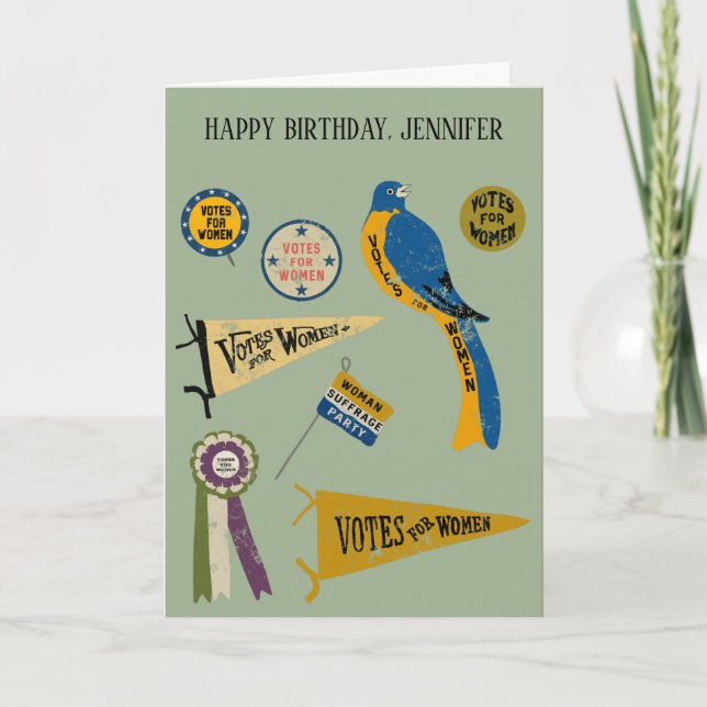 Womens Suffrage Movement Memorabilia Collage Print Card (Front)