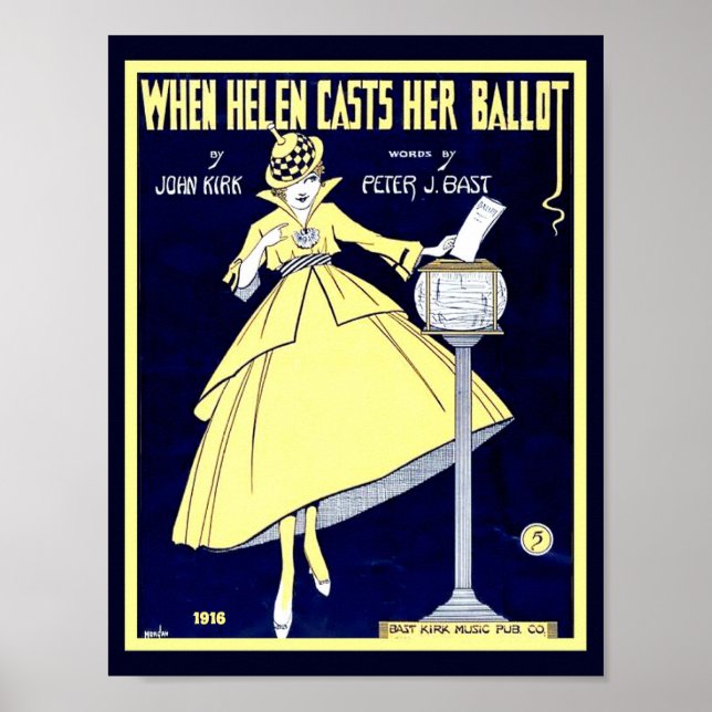 Women's Suffrage Sheet Music 1916 Cute Cover copy Poster (Front)