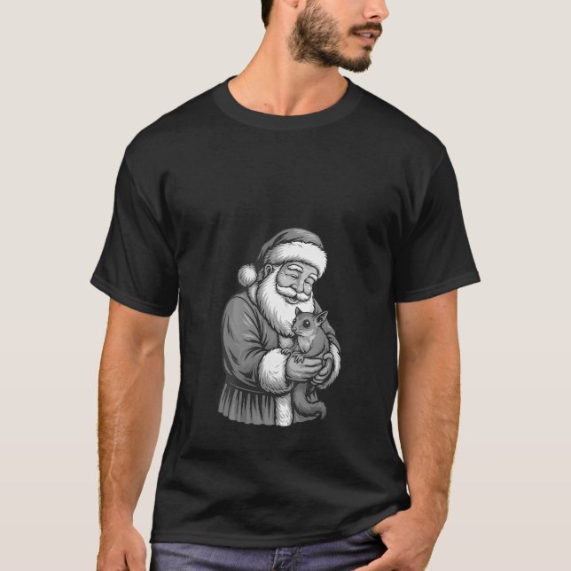 Womens Sugar Glider Santa Claus Christmas Pet Love T-Shirt (Front)