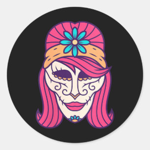Womens Sugar Skull Girl Day Of The Government Classic Round Sticker