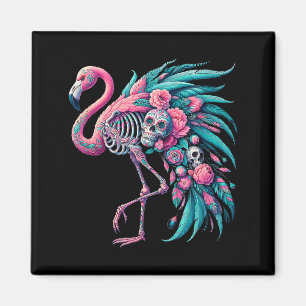 Womens sugar skull mexican flamingo dia de los magnet