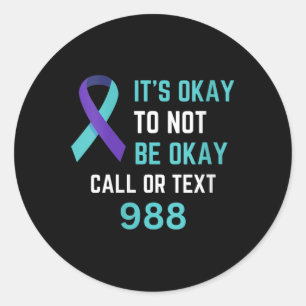 Womens Suicide Prevention 988 Hotline Shirt 988 Su Classic Round Sticker