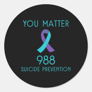 Womens Suicide Prevention 988 Hotline Shirt V-neck Classic Round Sticker