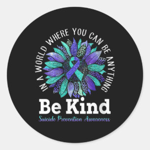 Womens Suicide Prevention Awareness Week Be Kind L Classic Round Sticker