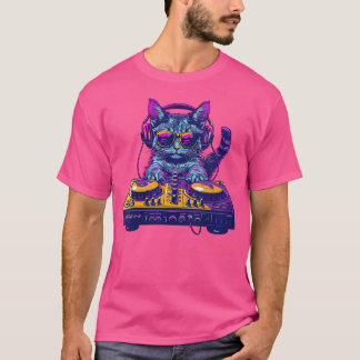Womens Summer Cat Dj . Sunglass Hip. Hop Headphone T-Shirt