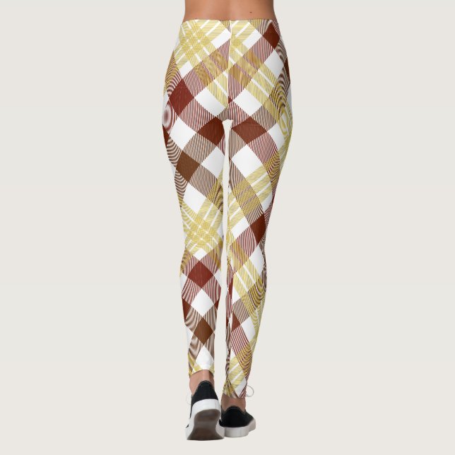 Women's Summer Gingham Checked Plaid Clothing Leggings (Back)