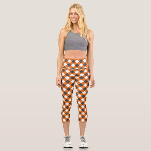 Women's Summer Plaid Gingham Clothing Capri Leggings