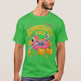 Womens Summerween Vibes Skeleton Pumpkin Spooky Va T-Shirt