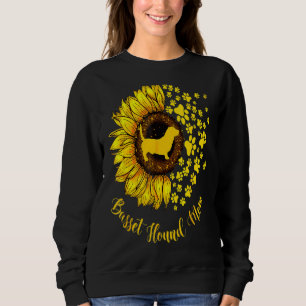 Womens Sunflower Basset Hound Mum Dog Sweatshirt