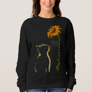 Womens Sunflower Best Cat Dad Ever Cute Cat Mothe Sweatshirt