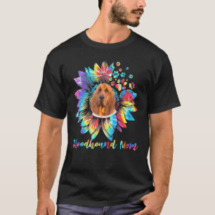 Womens Sunflower Bloodhound Mum Tie Dye Dog T-Shirt