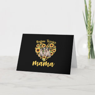Womens Sunflower Boston Terrier Mama Dog Lover Holiday Card