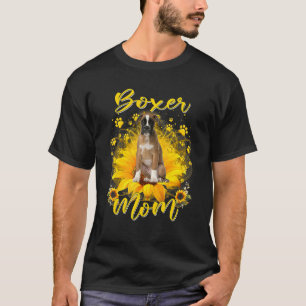 Womens Sunflower Boxer Mum Dog Mother's Day T-Shirt