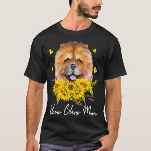 Womens Sunflower Chow Chow Mum Dog Lover Funny T-Shirt