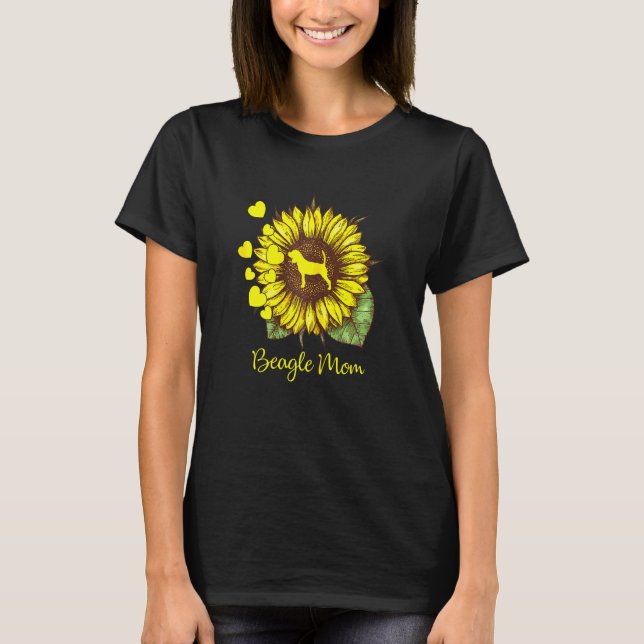 Womens Sunflower Dog Mum  For Beagle T-Shirt (Front)