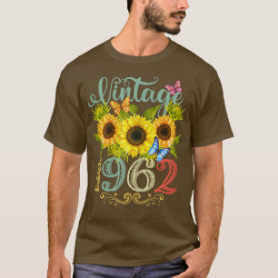 Womens Sunflower Floral Butterfly Vintage 1962 Fun T-Shirt