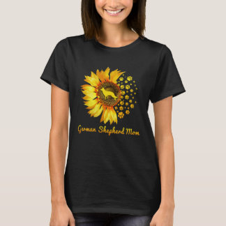 Womens Sunflower German Shepherd Mum Dog T-Shirt