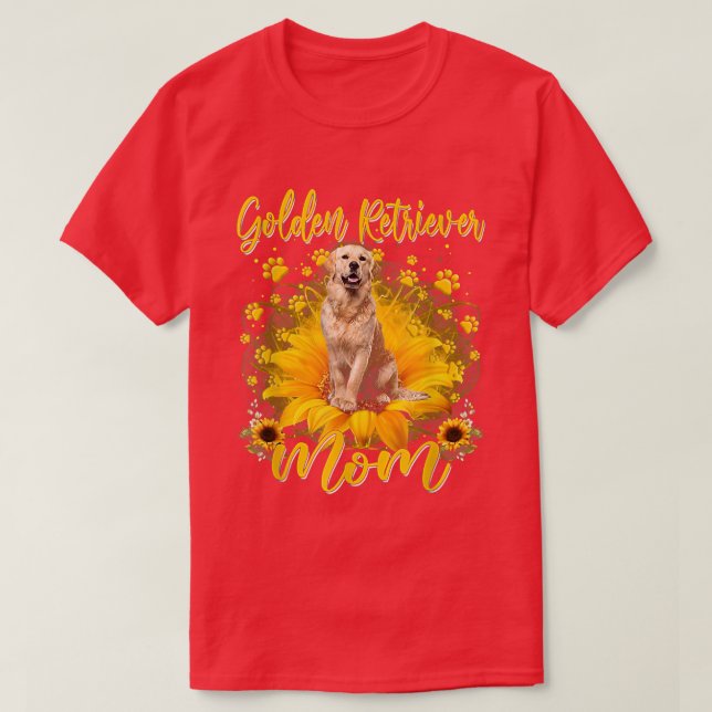 Womens Sunflower Golden Retriever Mum Dog Lover Mo T-Shirt (Design Front)