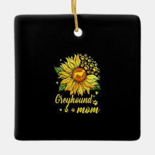 Womens Sunflower Greyhound Mum Dog Lover Gift Ceramic Ornament