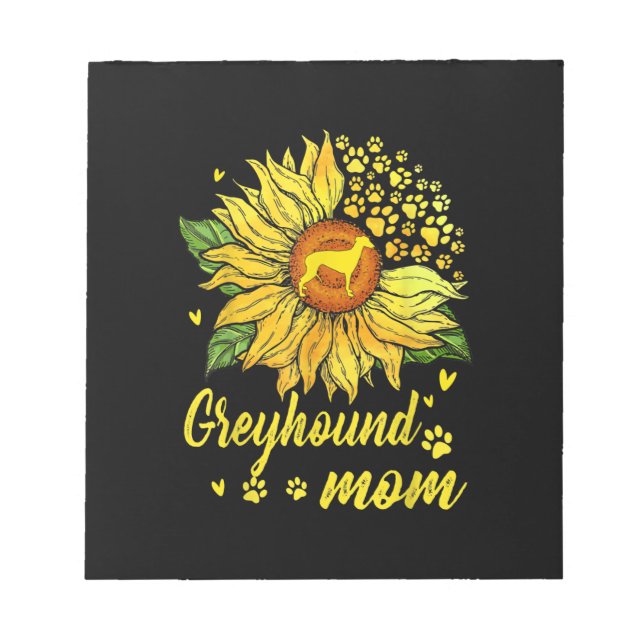 Womens Sunflower Greyhound Mum Dog Lover Gift Notepad (Front)