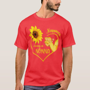Womens Sunflower Heart Happiness Is Being A Nonna T-Shirt