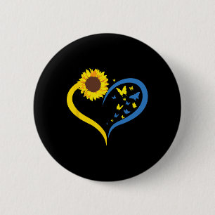 Womens Sunflower Love Heart I Stand With Ukraine B 6 Cm Round Badge