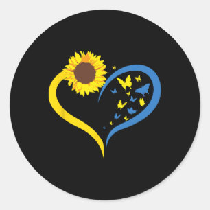 Womens Sunflower Love Heart I Stand With Ukraine B Classic Round Sticker
