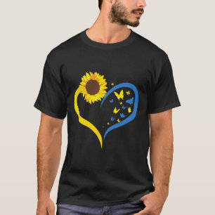 Womens Sunflower Love Heart I Stand With Ukraine B T-Shirt