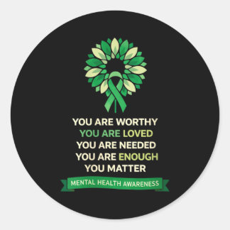 Women's sunflower motivational mental health classic round sticker