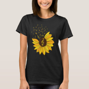 Womens Sunflower Music Notes Student Teacher Music T-Shirt