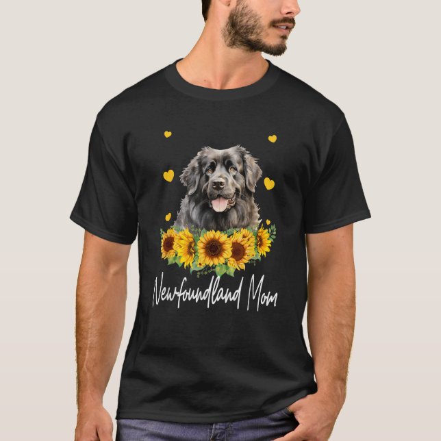 Womens Sunflower Newfoundland Mom Dog Lover  T-Shirt (Front)