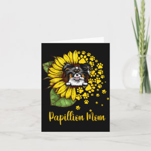 Womens Sunflower Papillion Mum Dog Lover Card