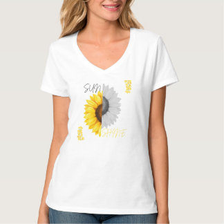 Women's Sunflower Print V-Neck T-Shirt |