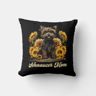 Womens Sunflower Schnauzer Mom Flower Beard Dog Lo Cushion