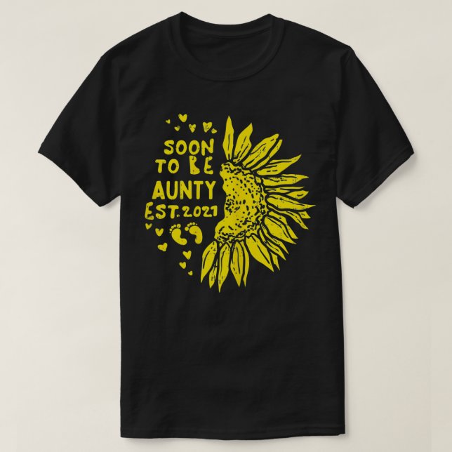 Womens Sunflower Soon To Be Aunty 2021 Baby Announ T-Shirt (Design Front)