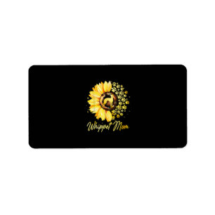 Womens Sunflower Whippet Mum Dog Lover Gift Label