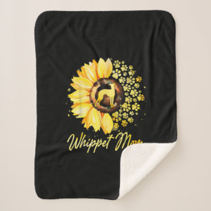 Womens Sunflower Whippet Mum Dog Lover Gift Sherpa Blanket