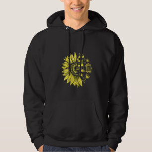 Womens Sunflower Wine Glass Drinking Alcohol Cool  Hoodie