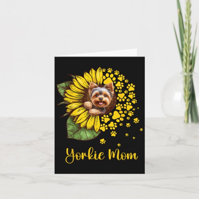 Womens Sunflower Yorkie Mum Dog Lover  Card (Front)