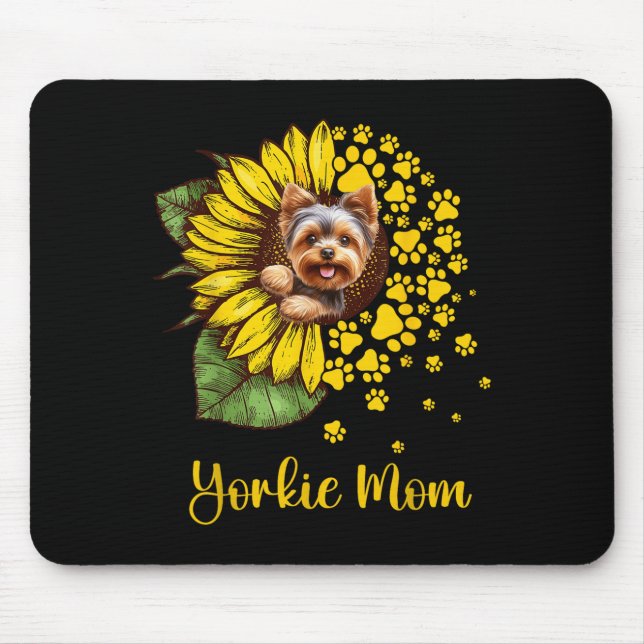 Womens Sunflower Yorkie Mum Dog Lover  Mouse Mat (Front)
