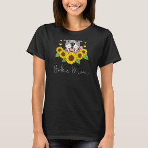 Womens Sunflower Yorkie Mum Dog Pet Parent Cute Gr T-Shirt