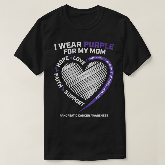 Womens Support I Wear Purple For My Mum Pancreatic T-Shirt (Design Front)