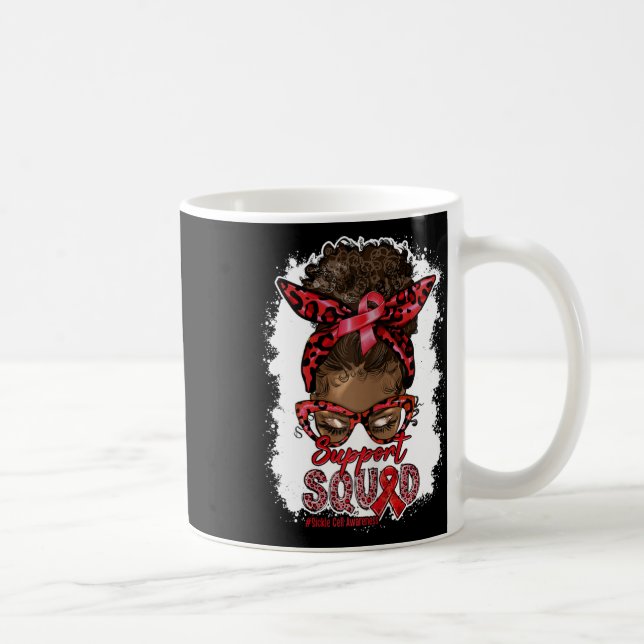 Womens Support Squad Afro Messy Bun Leopard Sickle Coffee Mug (Right)