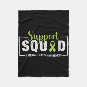 Womens Support Squad Mental Health Awareness Green Fleece Blanket