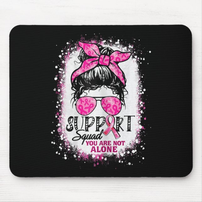 Womens Support Squad Messy Bun Pink Warrior Breast Mouse Mat (Front)